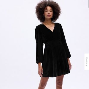 Gap Black Velour Smocked Mini Dress Size Large NWT